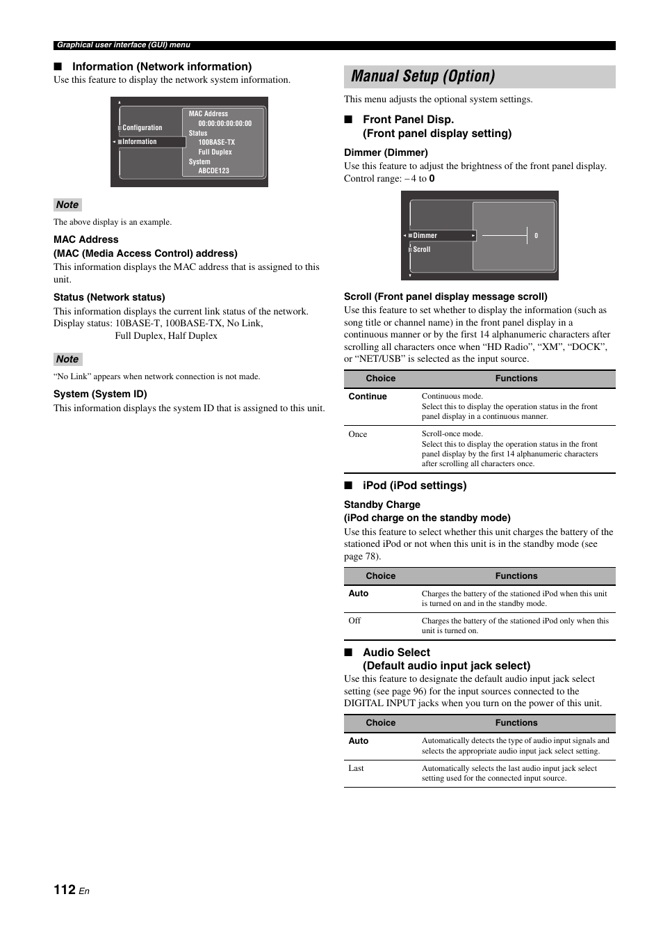 Manual setup (option), P. 112 | Yamaha RX-Z11 User Manual | Page 112 / 177