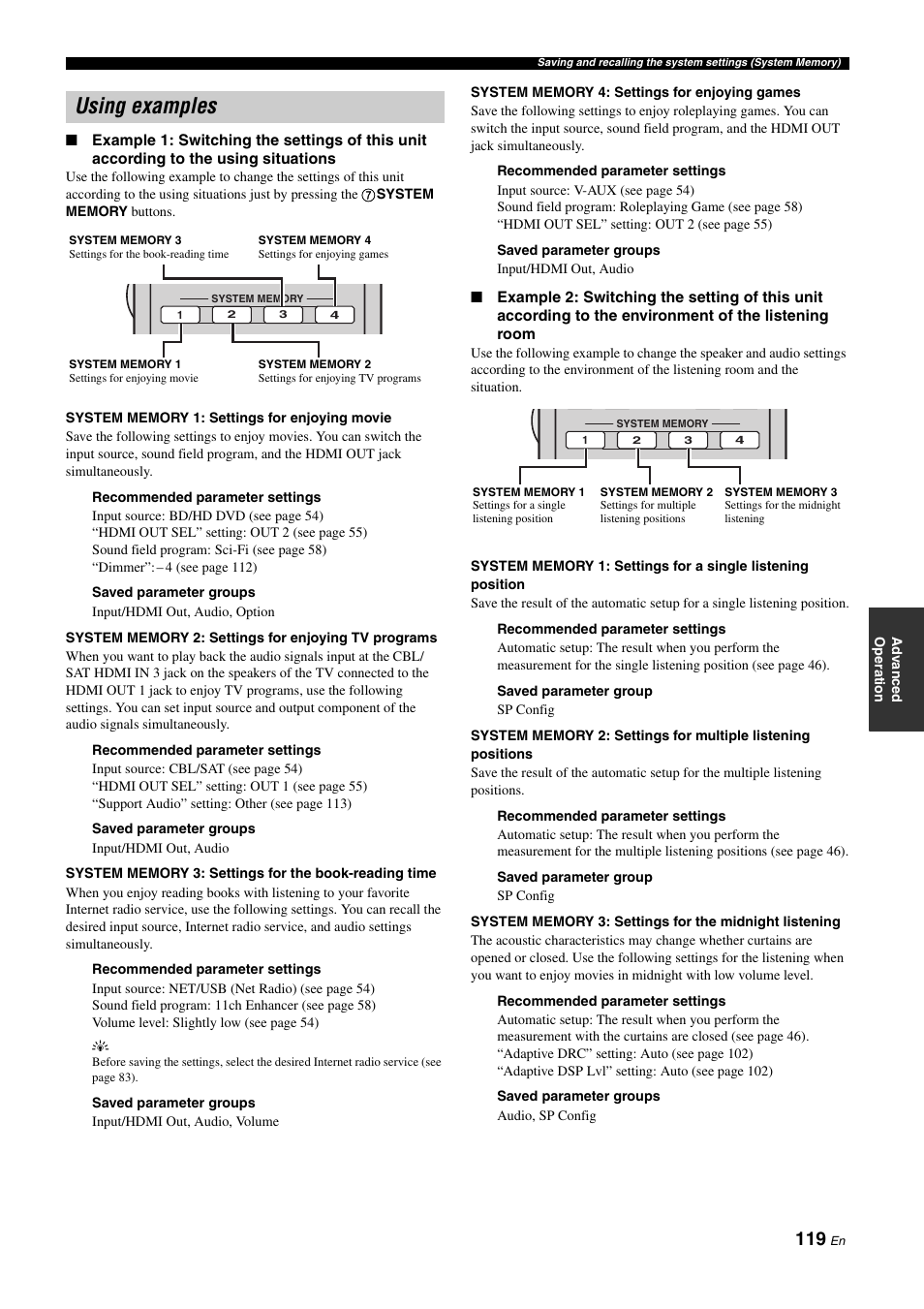 Using examples | Yamaha RX-Z11 User Manual | Page 119 / 177