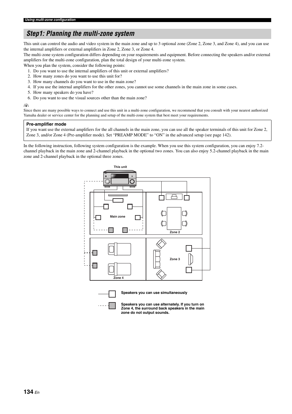 Step1: planning the multi-zone system, P. 134 | Yamaha RX-Z11 User Manual | Page 134 / 177