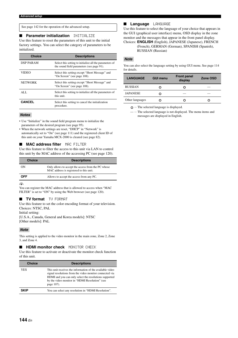 P. 144 | Yamaha RX-Z11 User Manual | Page 144 / 177