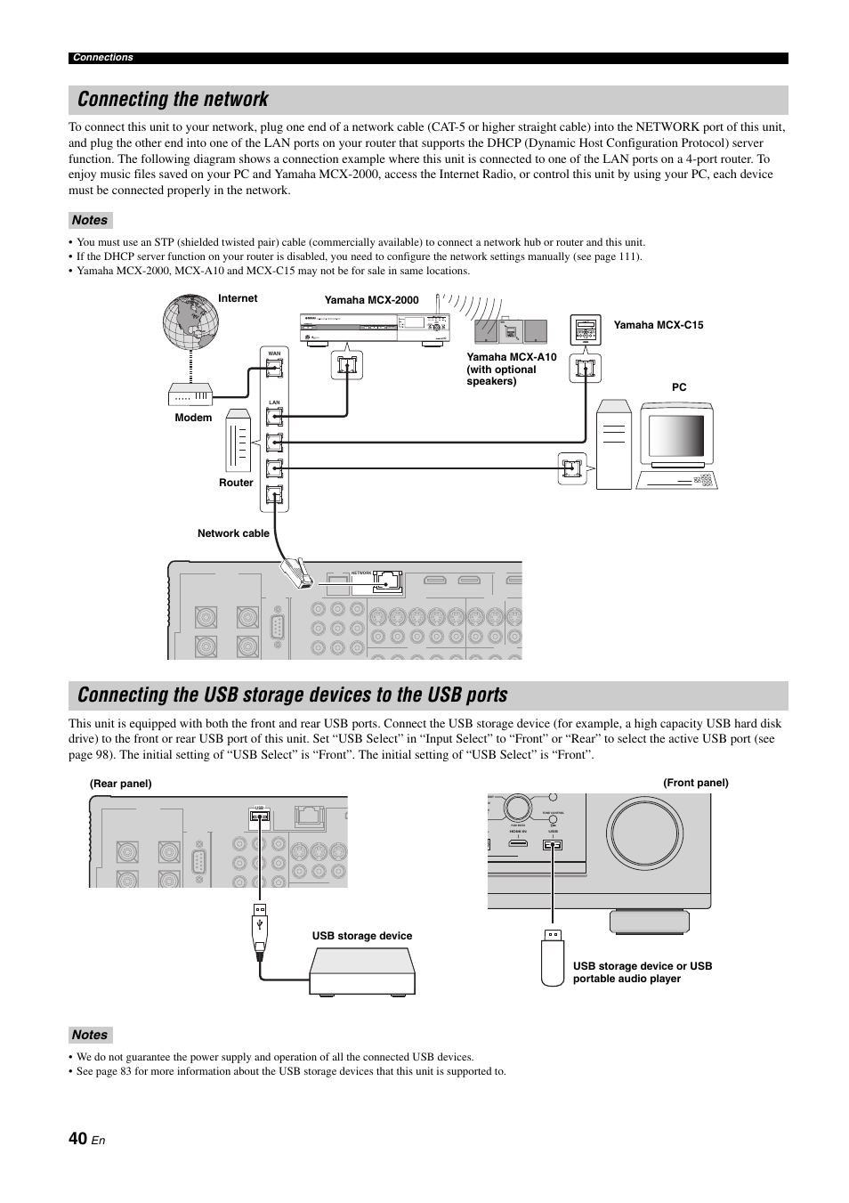 P. 40, Connecting the network | Yamaha RX-Z11 User Manual | Page 40 / 177