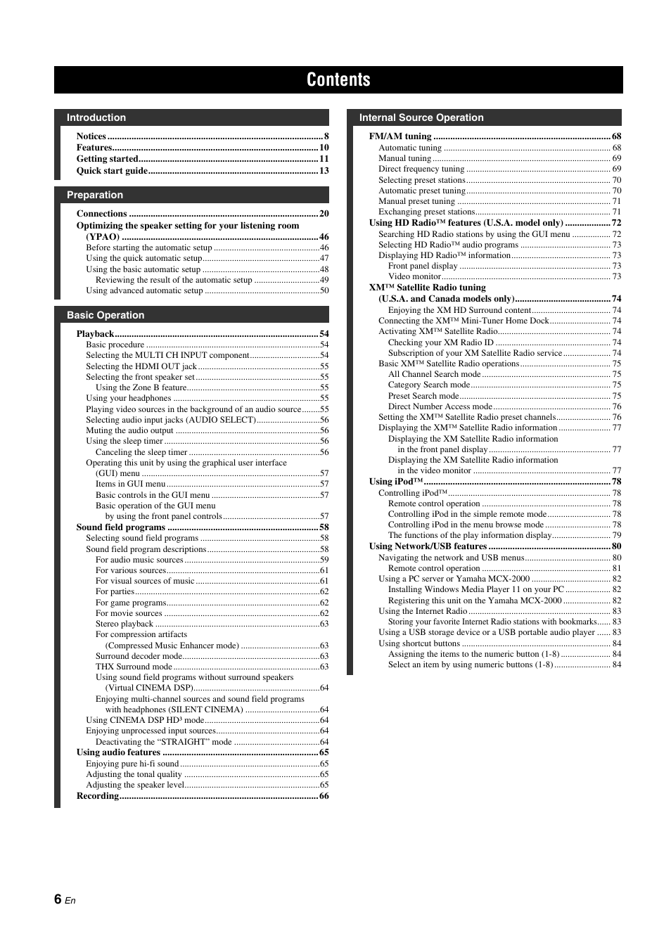 Yamaha RX-Z11 User Manual | Page 6 / 177