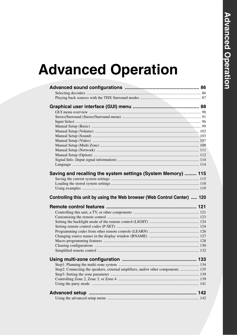 Advanced operation, Ad v a nced operation | Yamaha RX-Z11 User Manual | Page 85 / 177