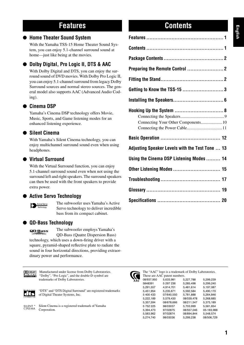 Yamaha TSS-15 User Manual | Page 3 / 23