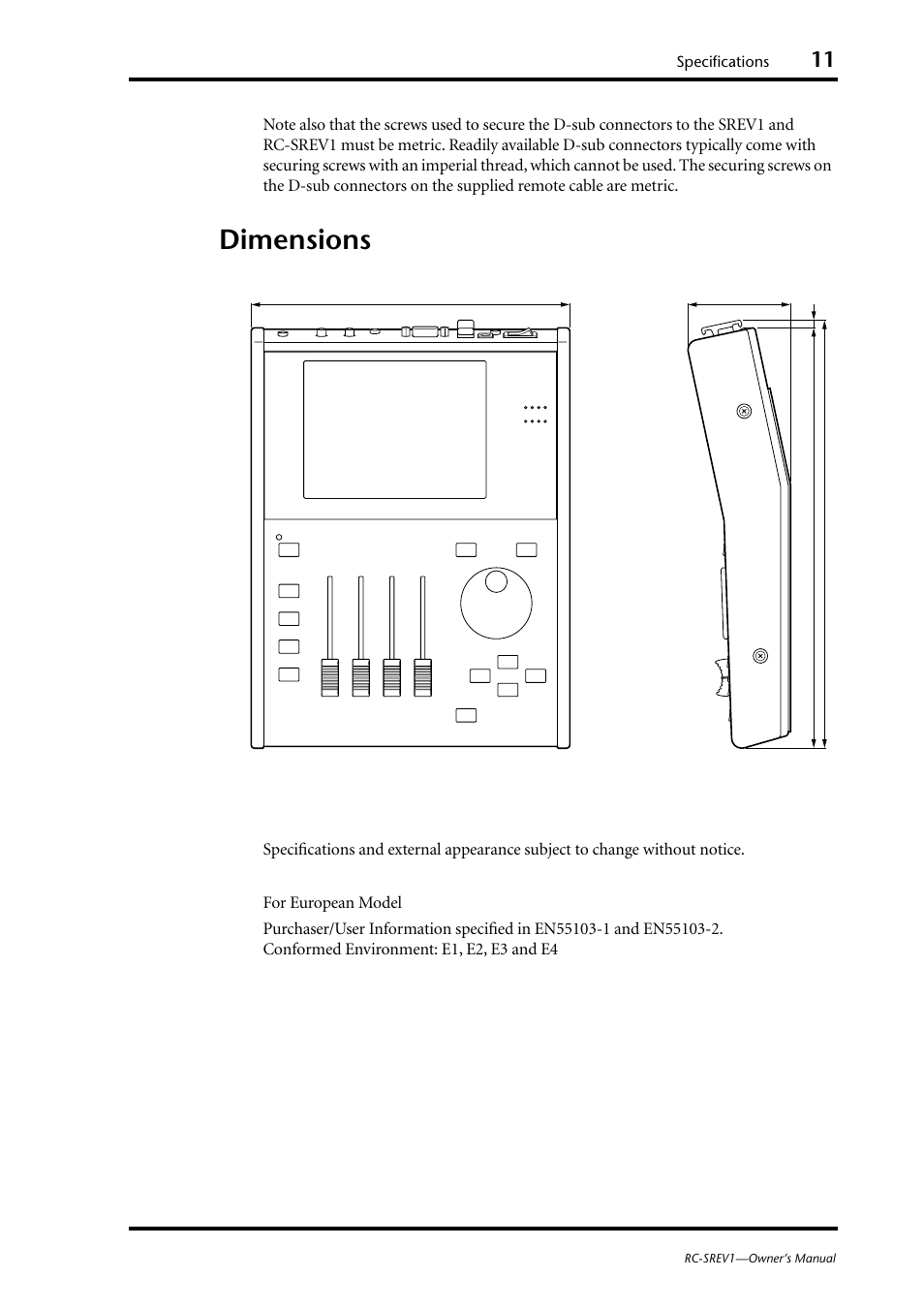 Dimensions | Yamaha RC-SREV1 User Manual | Page 13 / 50