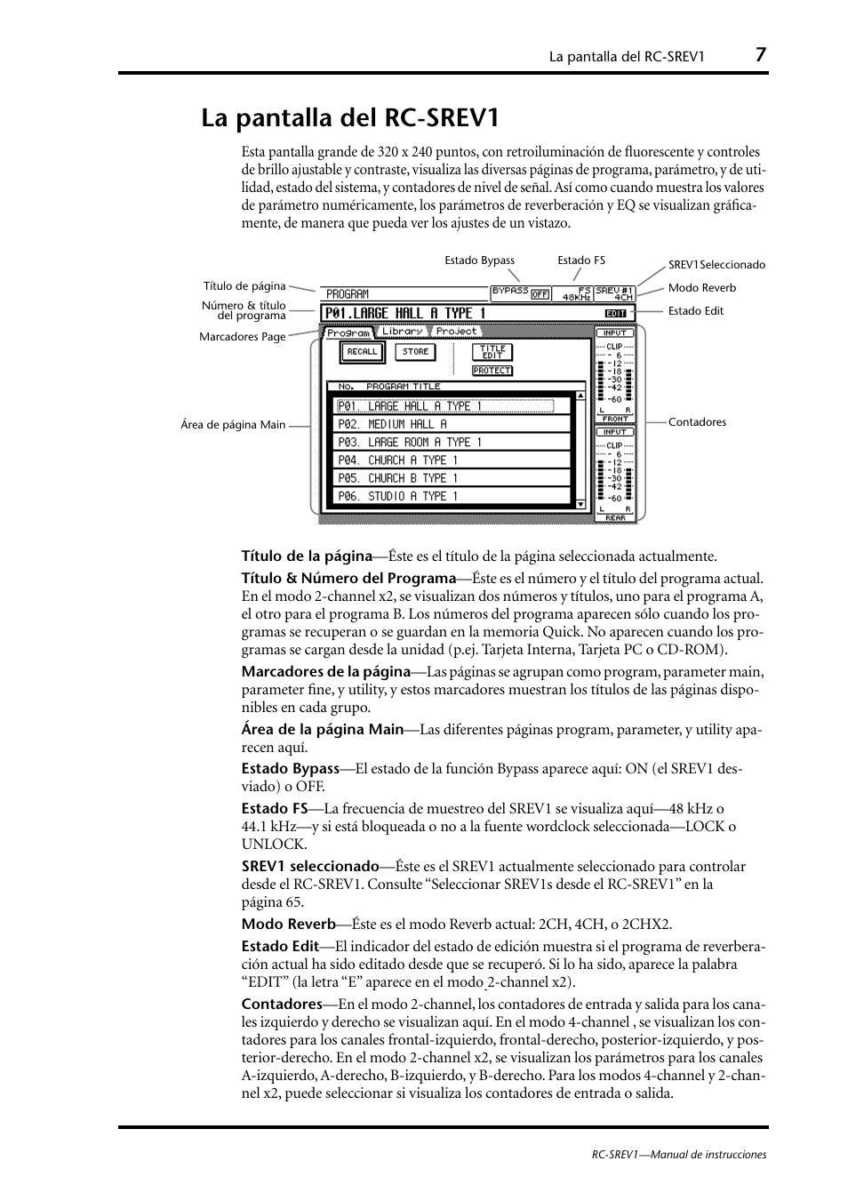 La pantalla del rc-srev1 | Yamaha RC-SREV1 User Manual | Page 44 / 50