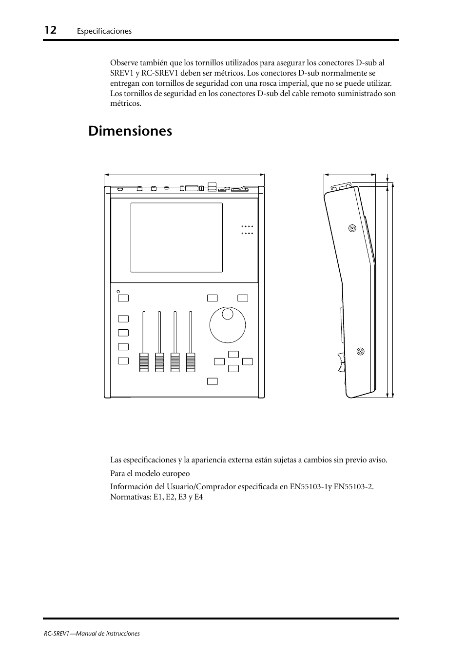 Dimensiones | Yamaha RC-SREV1 User Manual | Page 49 / 50