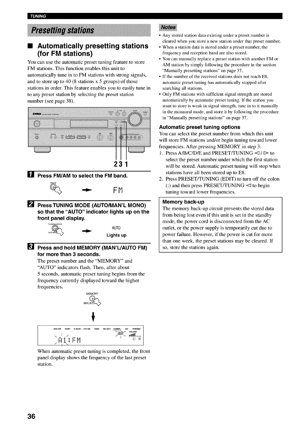 Presetting stations | Yamaha RX-V730 User Manual | Page 40 / 71