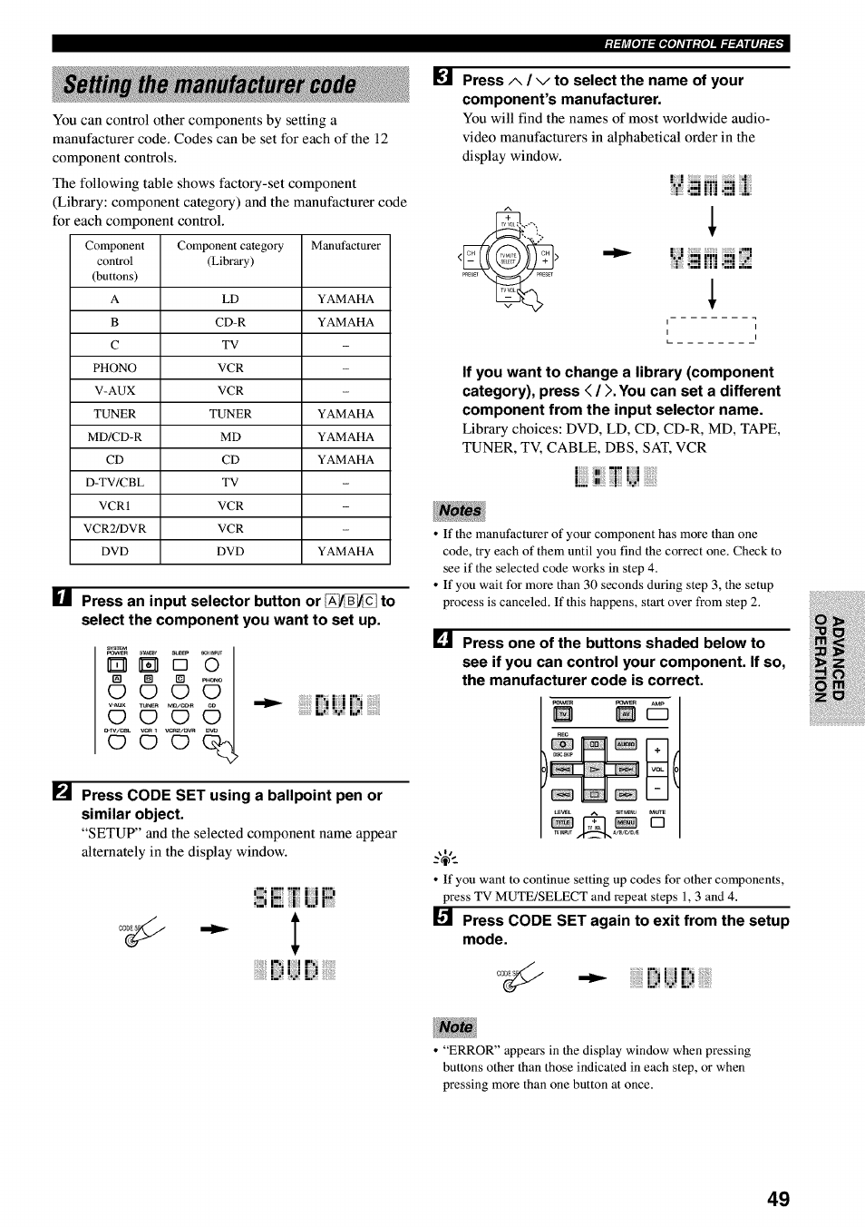 Setting the manufacturer code | Yamaha RX-V730 User Manual | Page 53 / 71