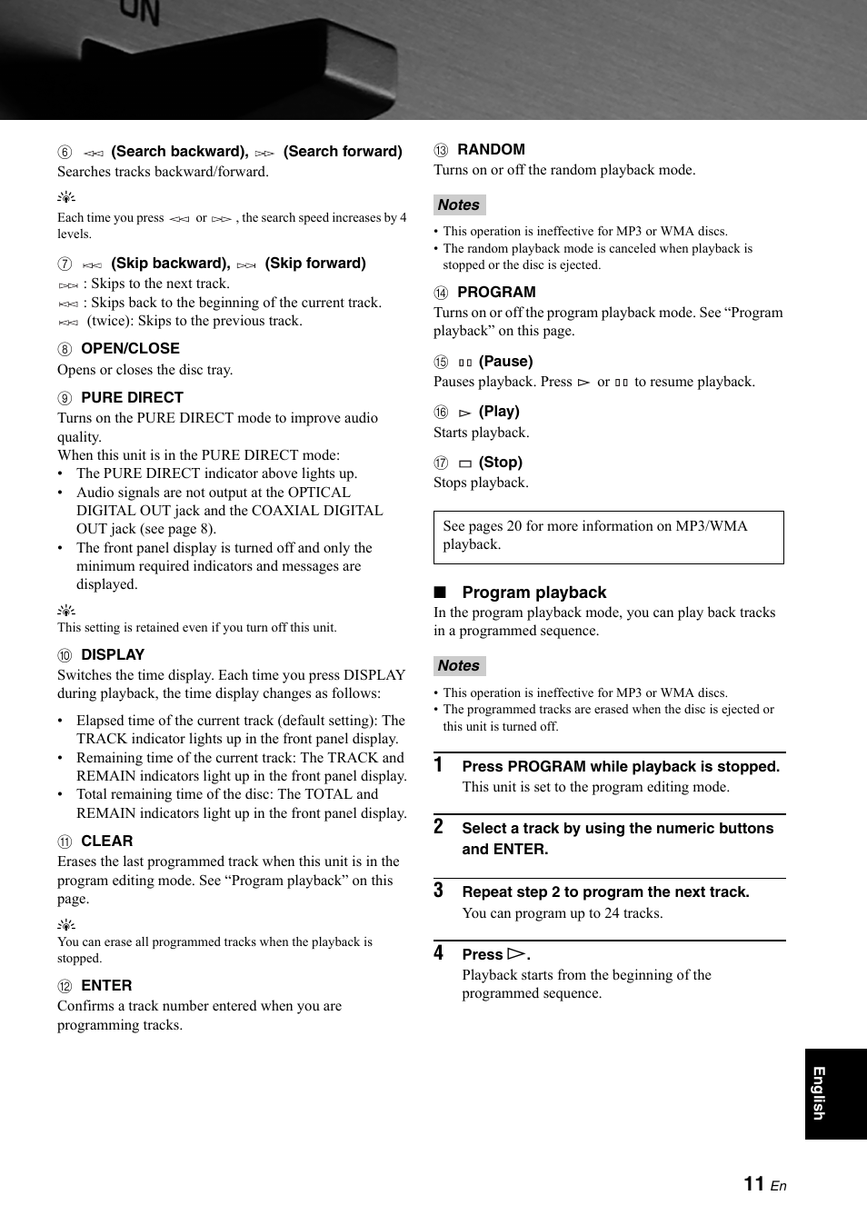 Yamaha CD-S1000 User Manual | Page 11 / 29