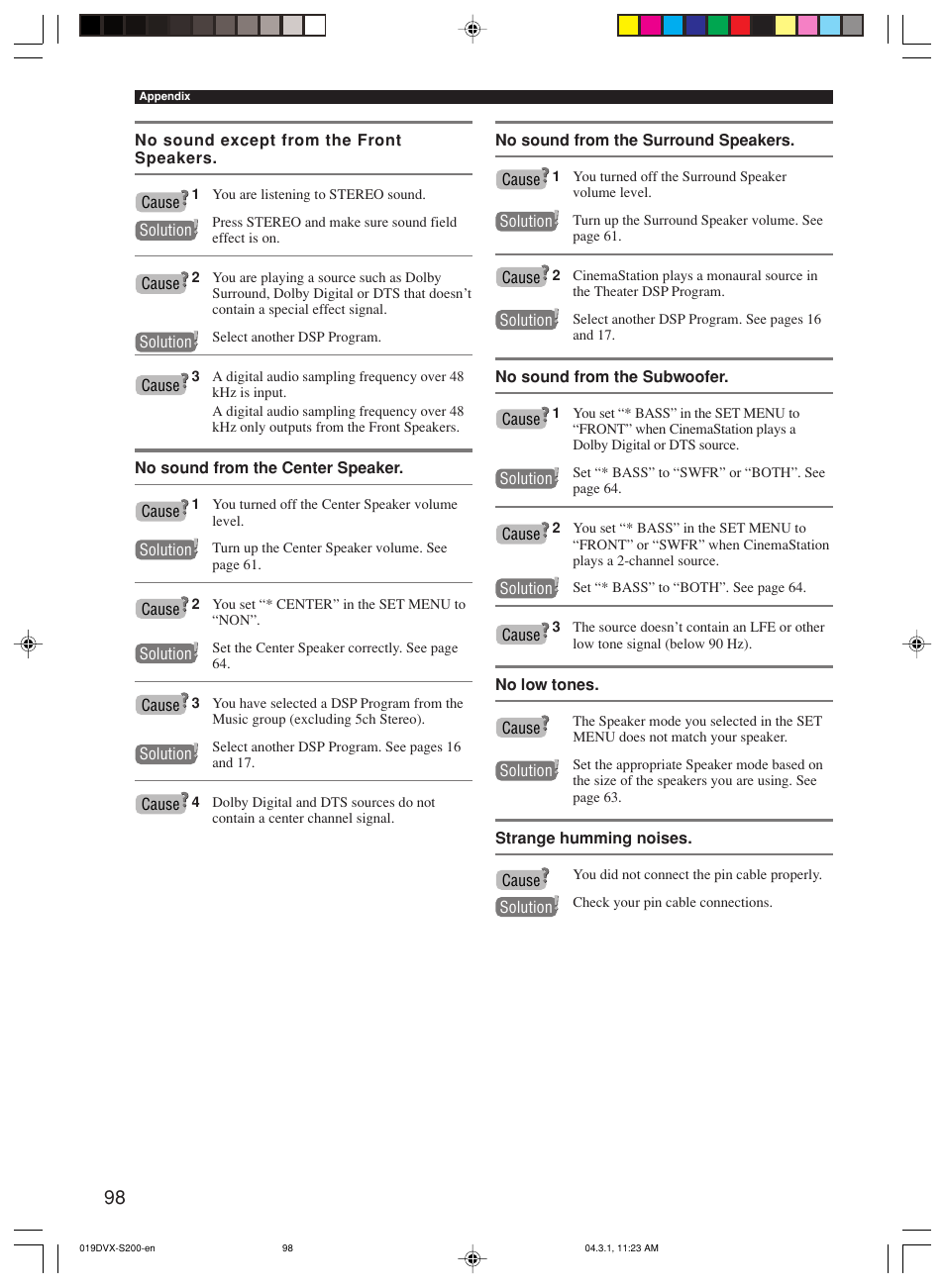 Yamaha DVX-S200 User Manual | Page 102 / 115