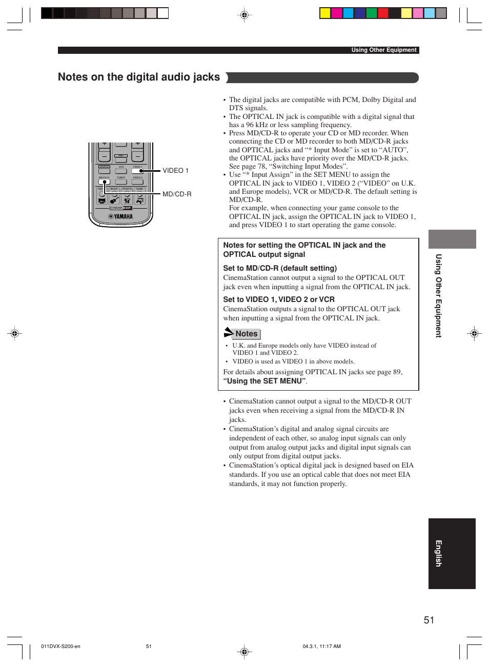 Yamaha DVX-S200 User Manual | Page 55 / 115