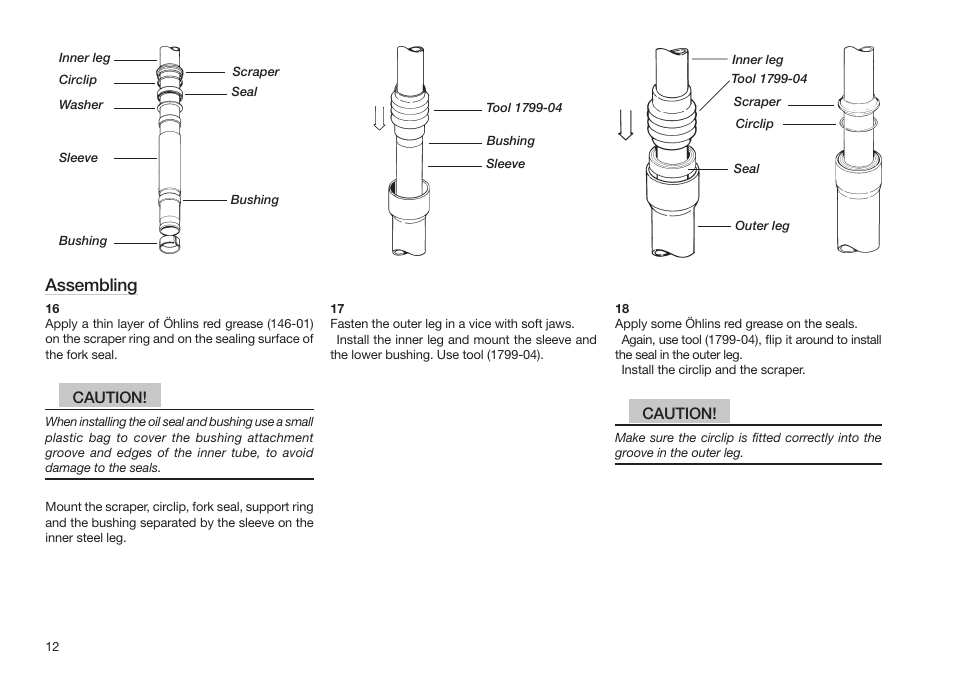 Assembling, Caution | Yamaha wr450f User Manual | Page 12 / 20