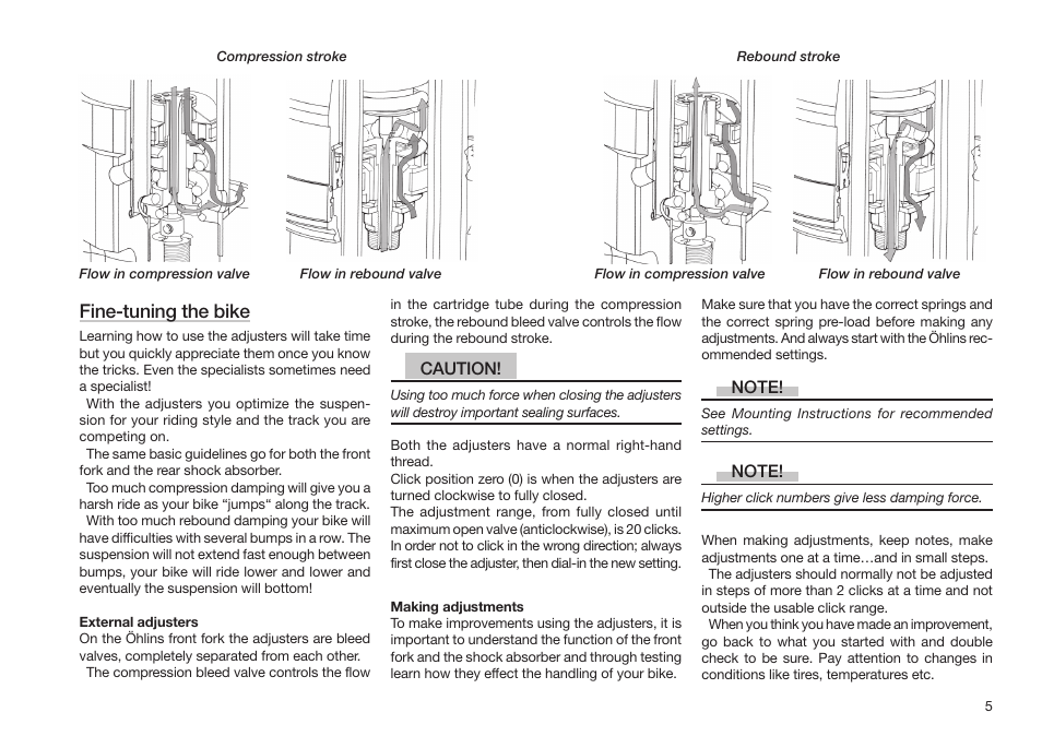 Fine-tuning the bike, Caution | Yamaha wr450f User Manual | Page 5 / 20