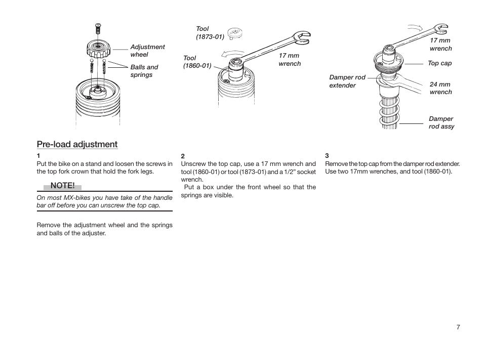 Pre-load adjustment | Yamaha wr450f User Manual | Page 7 / 20