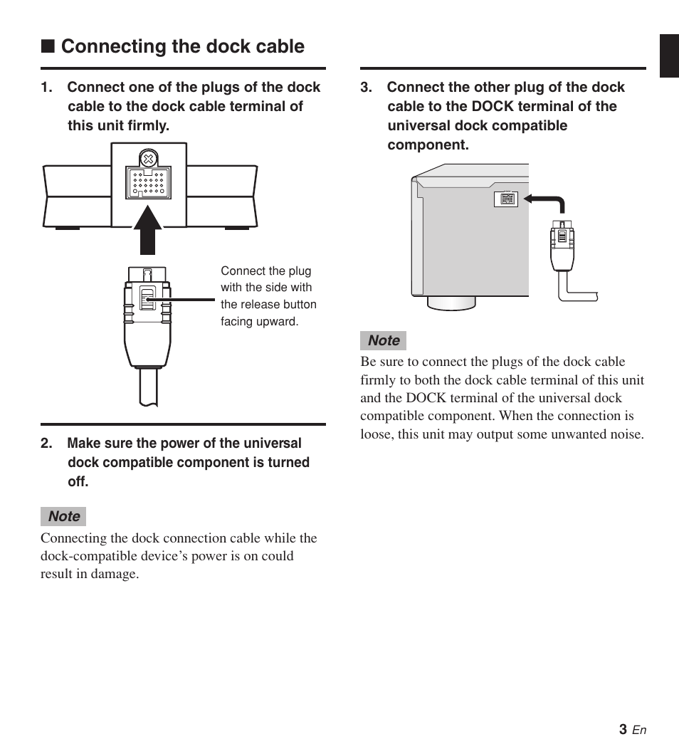 Connecting the dock cable | Yamaha YDS-11 User Manual | Page 6 / 9