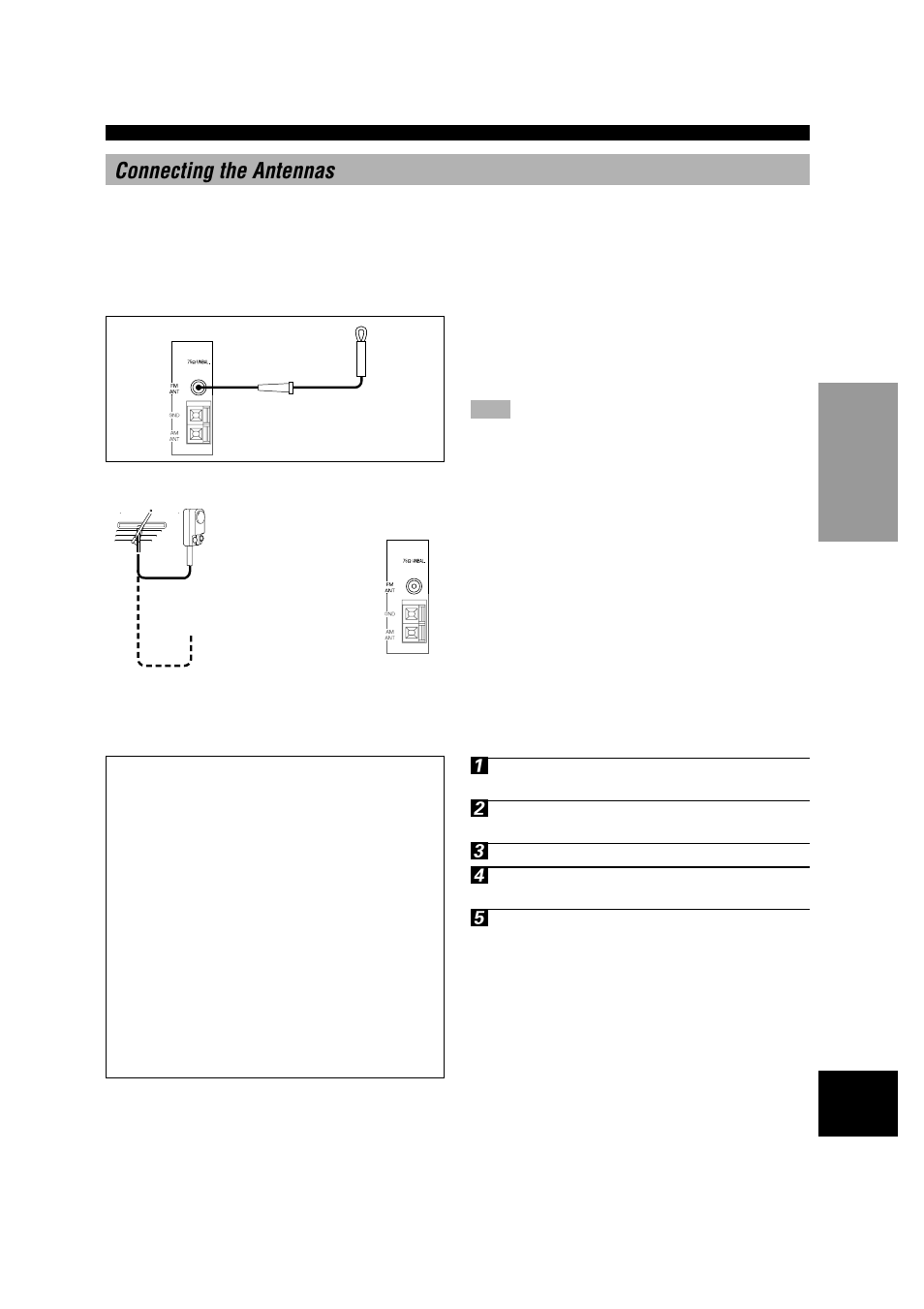 Connecting the antennas | Yamaha RX-V596RDS User Manual | Page 13 / 70