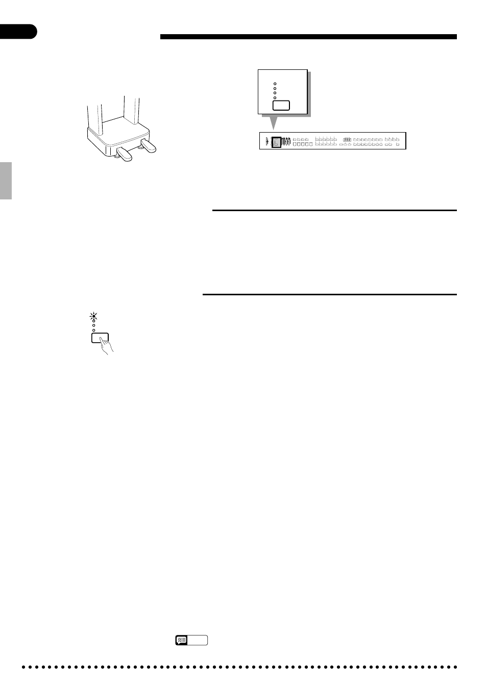 The pedals, Right pedal (damper pedal), Left pedal (multi-function) | Yamaha CVP-49 User Manual | Page 18 / 56