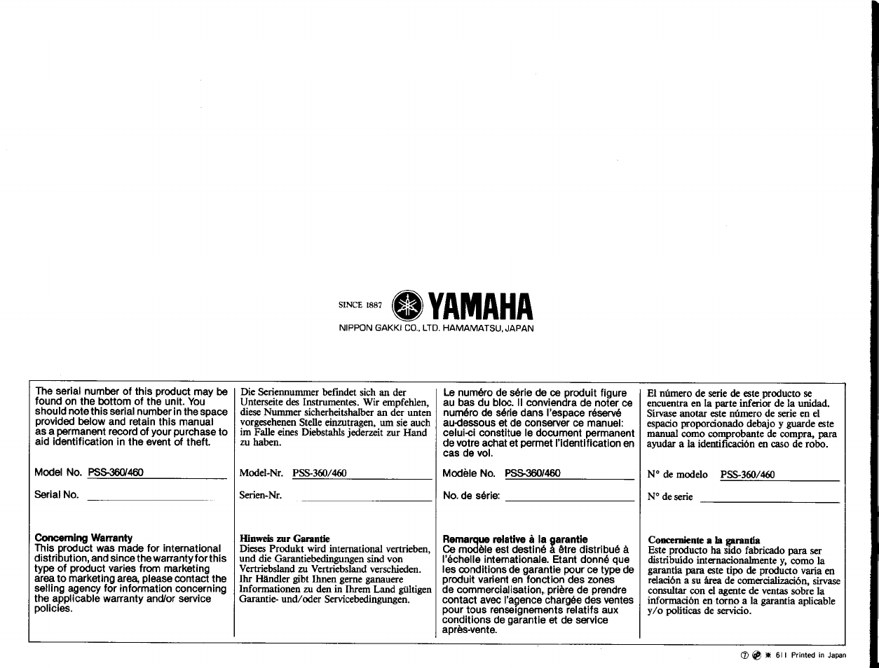 Yamaha | Yamaha PortaSound PSS-460 User Manual | Page 24 / 24