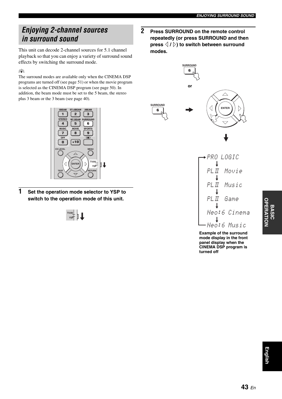 Enjoying 2-channel sources in surround sound, Playing back sound clearly, My beam) | Yamaha Digital Sound YSP-900 User Manual | Page 47 / 96