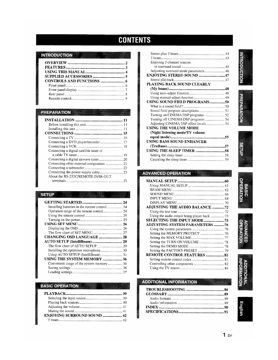 Yamaha YSP-1100 User Manual | Page 5 / 104