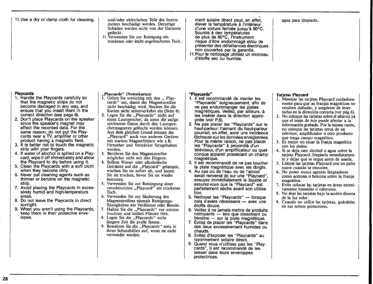 Playcards | Yamaha Portatone PCR-800 User Manual | Page 30 / 35