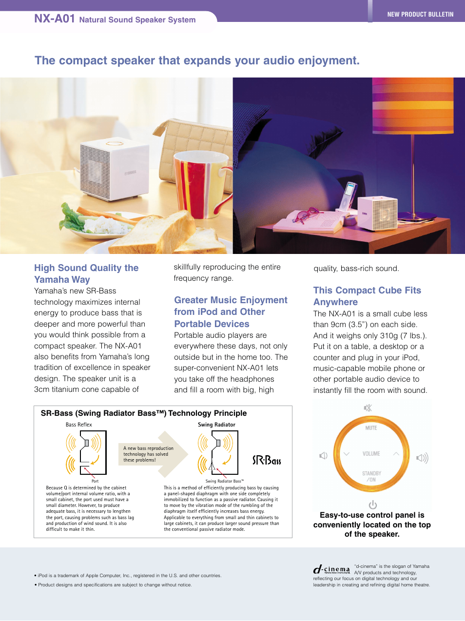 Nx-a01, High sound quality the yamaha way, This compact cube fits anywhere | Yamaha NX-A01 User Manual | Page 2 / 2