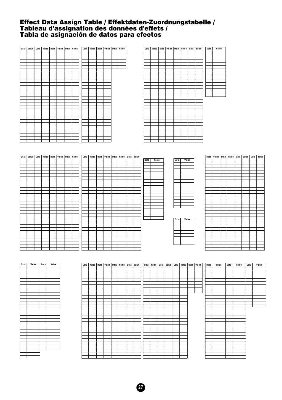 Effect data assign table | Yamaha Clavinova CVP-204 User Manual | Page 27 / 56