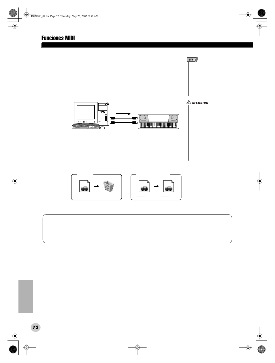 Funciones midi | Yamaha DGX200 User Manual | Page 72 / 100