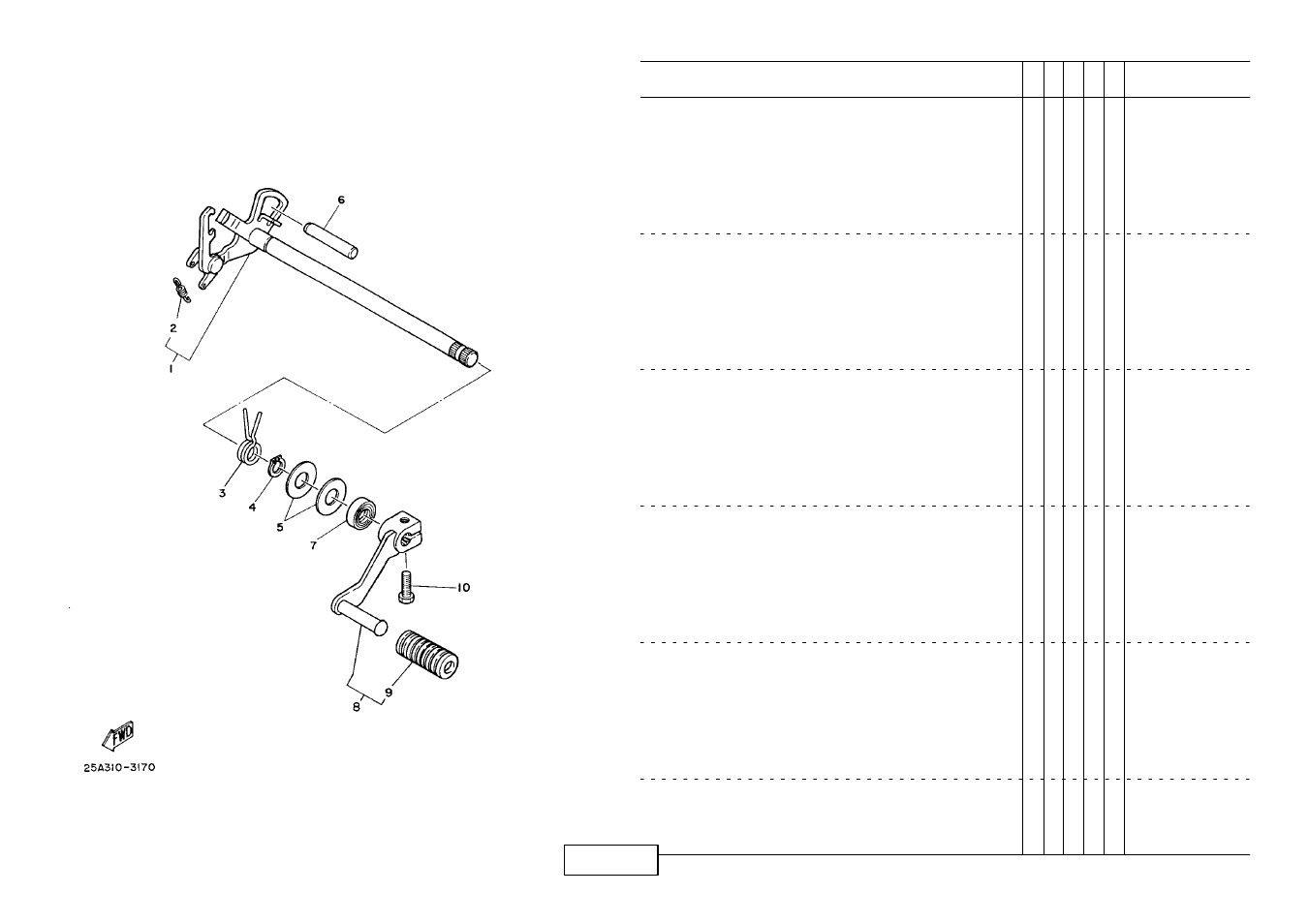 Shift shaft | Yamaha TW125 (5RS1) User Manual | Page 26 / 57