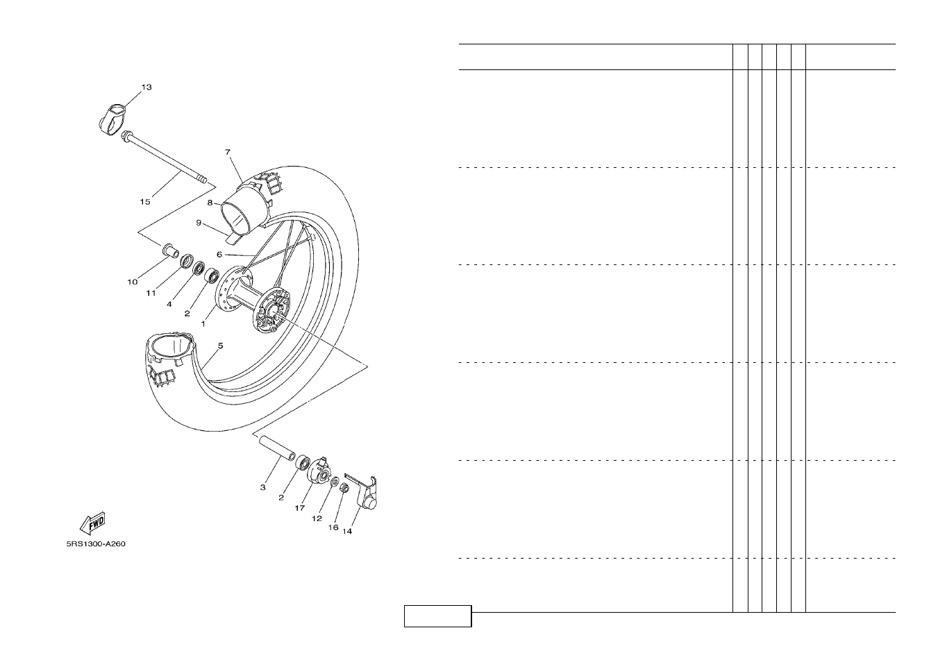 Front wheel | Yamaha TW125 (5RS1) User Manual | Page 38 / 57