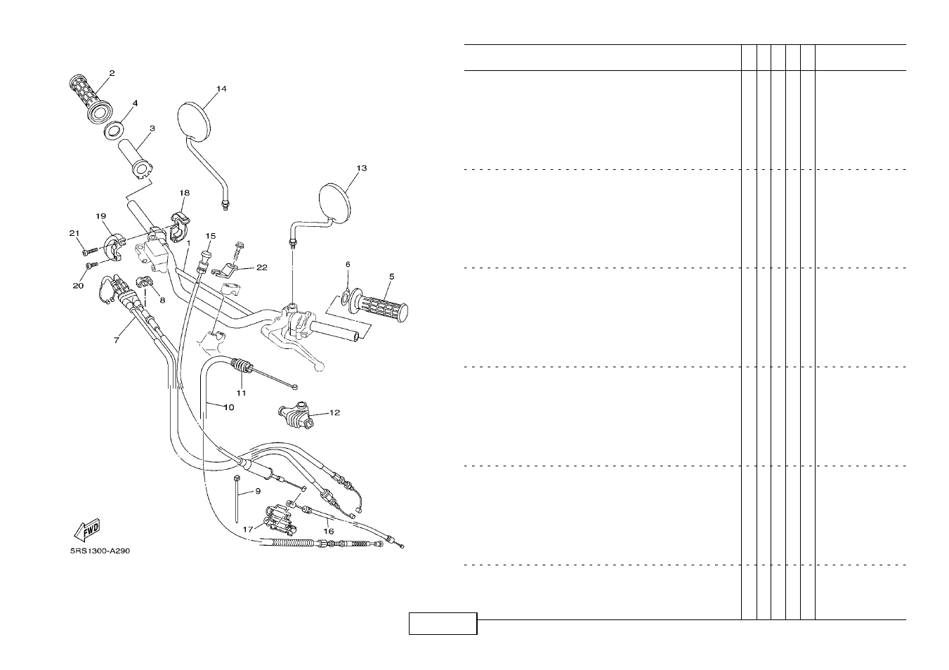 Steering handle.cable, Steering handle. cable | Yamaha TW125 (5RS1) User Manual | Page 42 / 57