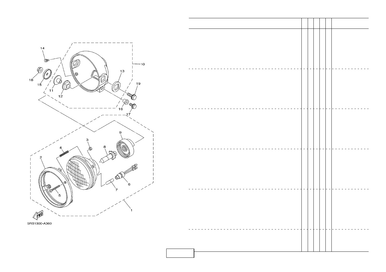 Headlight | Yamaha TW125 (5RS1) User Manual | Page 50 / 57