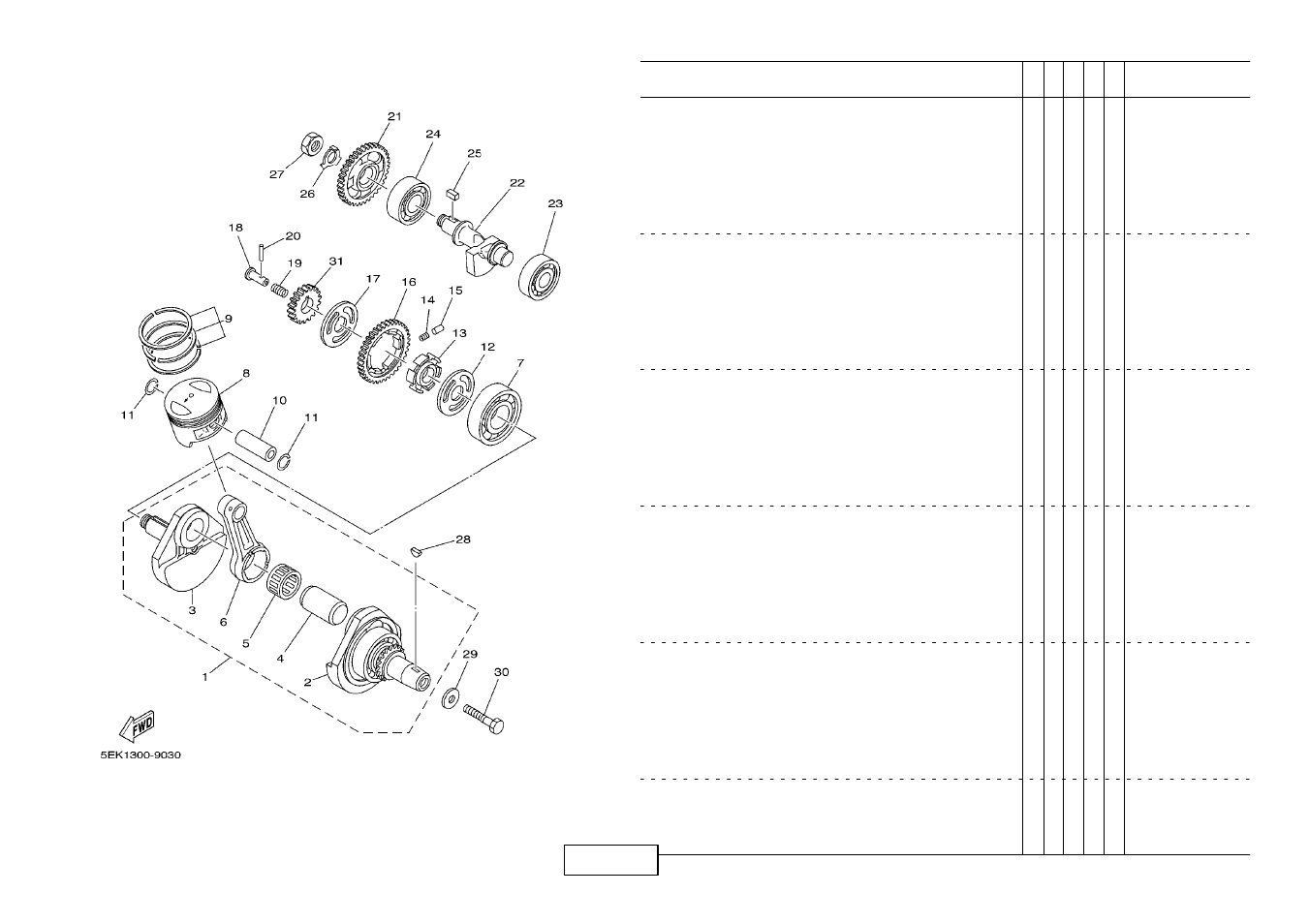 Crankshaft.piston, Crankshaft. piston | Yamaha TW125 (5RS1) User Manual | Page 9 / 57