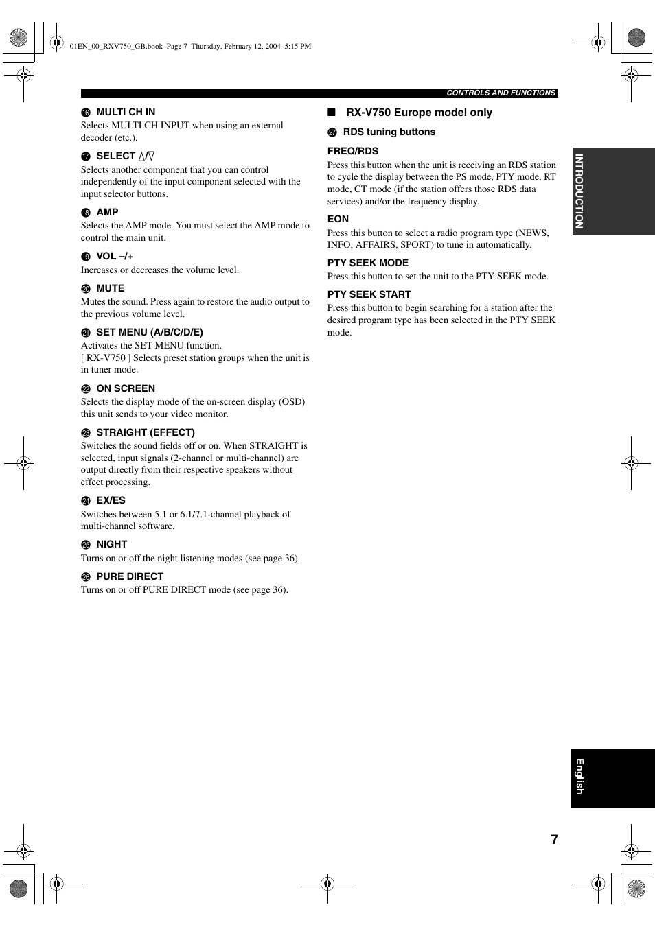 Yamaha DSP-AX750SE User Manual | Page 9 / 91