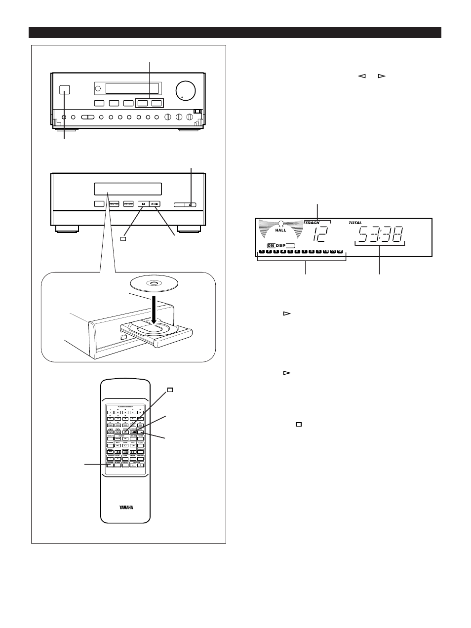 Cd playback, E-16, Compact disc player operation | Receiver cd player, Press the open/close button to open the disc table, Press the stop button, Power | Yamaha CC-50 User Manual | Page 18 / 48