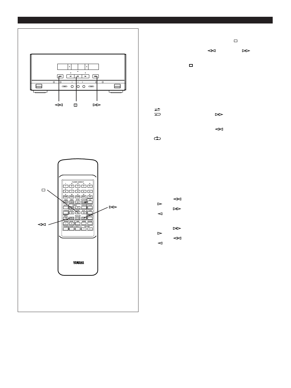 Winding the tape, Searching for the beginning of a desired selection, E-28 | Tape deck operation, Tape deck, If during playback, first press the stop button | Yamaha CC-50 User Manual | Page 30 / 48