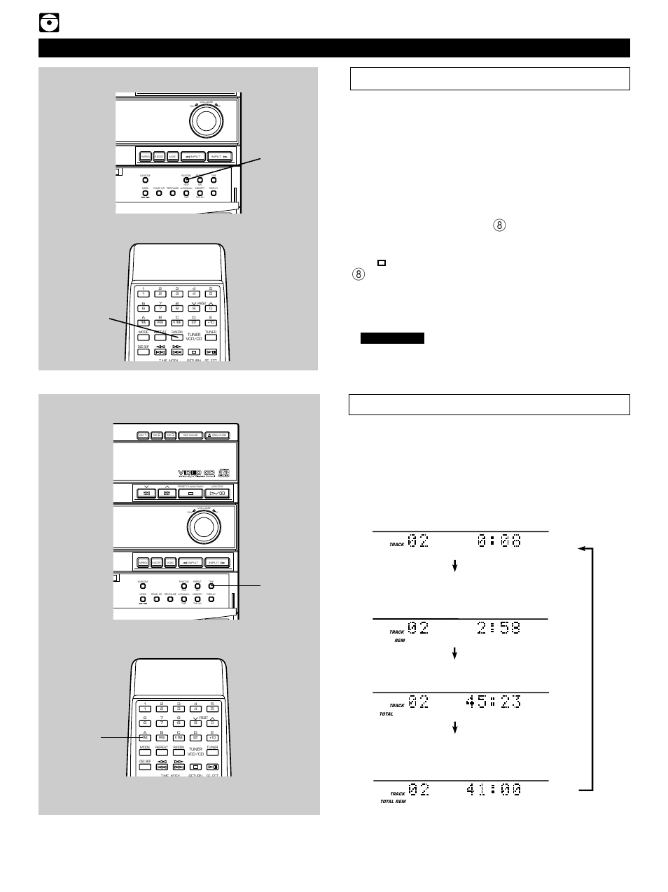Random play, Switching the time display, E-14 | Cd/video cd player operation, Time, Random, Will light up, For video cds | Yamaha GX-500VCD User Manual | Page 22 / 46