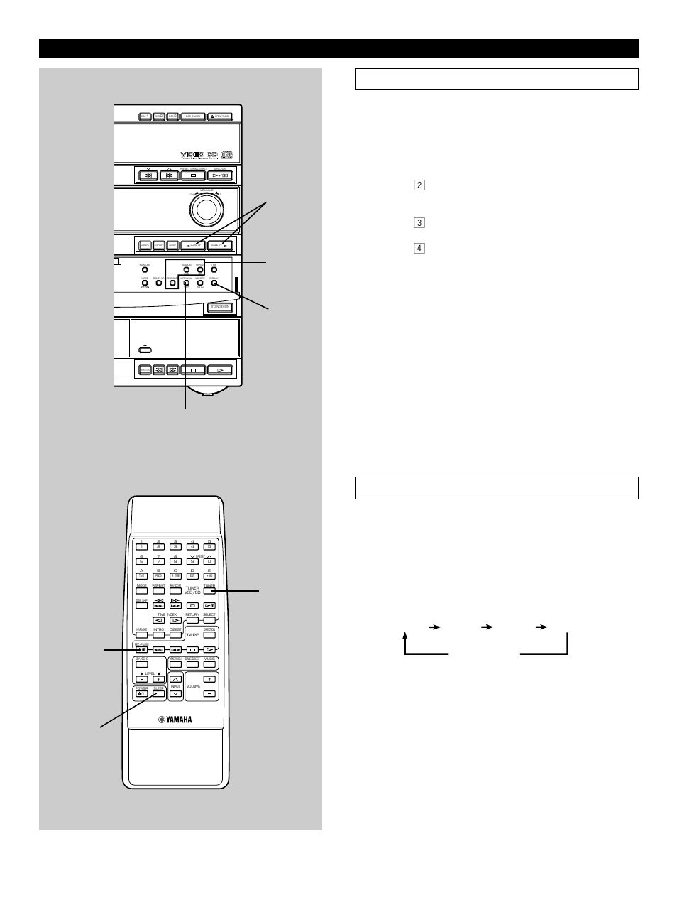 Timer recording, Sleep timer operation, Timer recording 3 3 4 3 | E-34, Using the built-in timer, Display, Sleep, Follow steps 2–3 of “basic recording” on page 24, Tune in to the station you want to record, Select “tuner”, and then press rec/ pause . (“rec | Yamaha GX-500VCD User Manual | Page 42 / 46