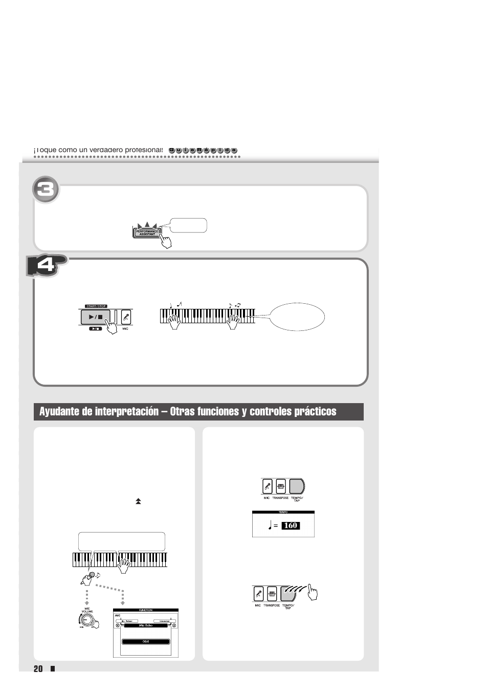 Tecnología del ayudante de interpretación– otras, Funciones y controles prácticos | Yamaha Portable Entertainment Station PSR-K1 User Manual | Page 20 / 104