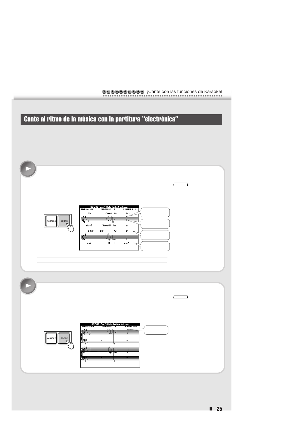 Cante con las funciones de karaoke | Yamaha Portable Entertainment Station PSR-K1 User Manual | Page 25 / 104