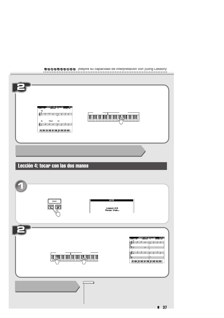 Lección 4: tocar con las dos manos | Yamaha Portable Entertainment Station PSR-K1 User Manual | Page 37 / 104