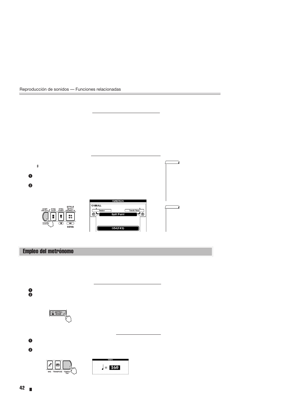 Empleo del metrónomo | Yamaha Portable Entertainment Station PSR-K1 User Manual | Page 42 / 104