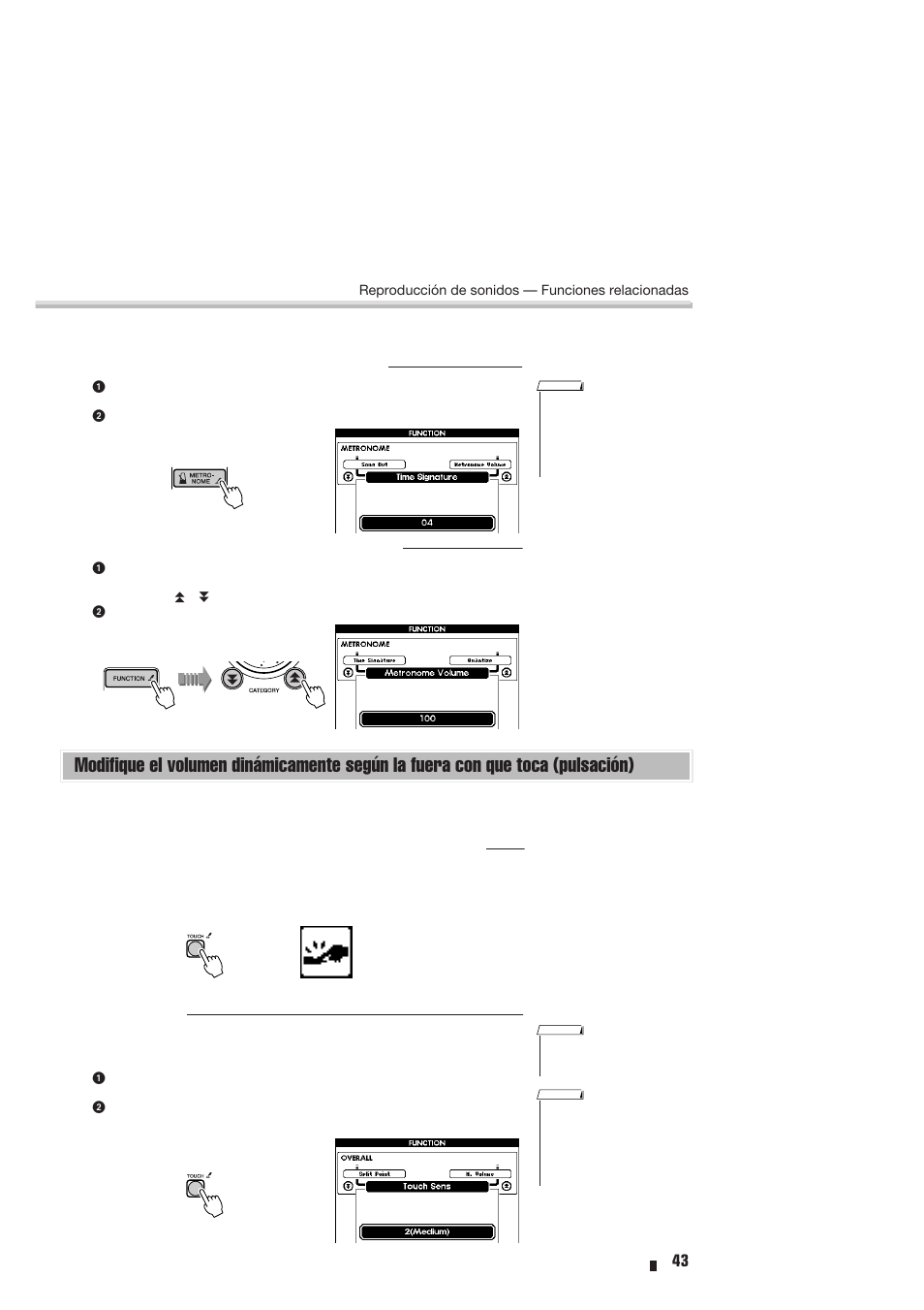 Que toca (pulsación) | Yamaha Portable Entertainment Station PSR-K1 User Manual | Page 43 / 104