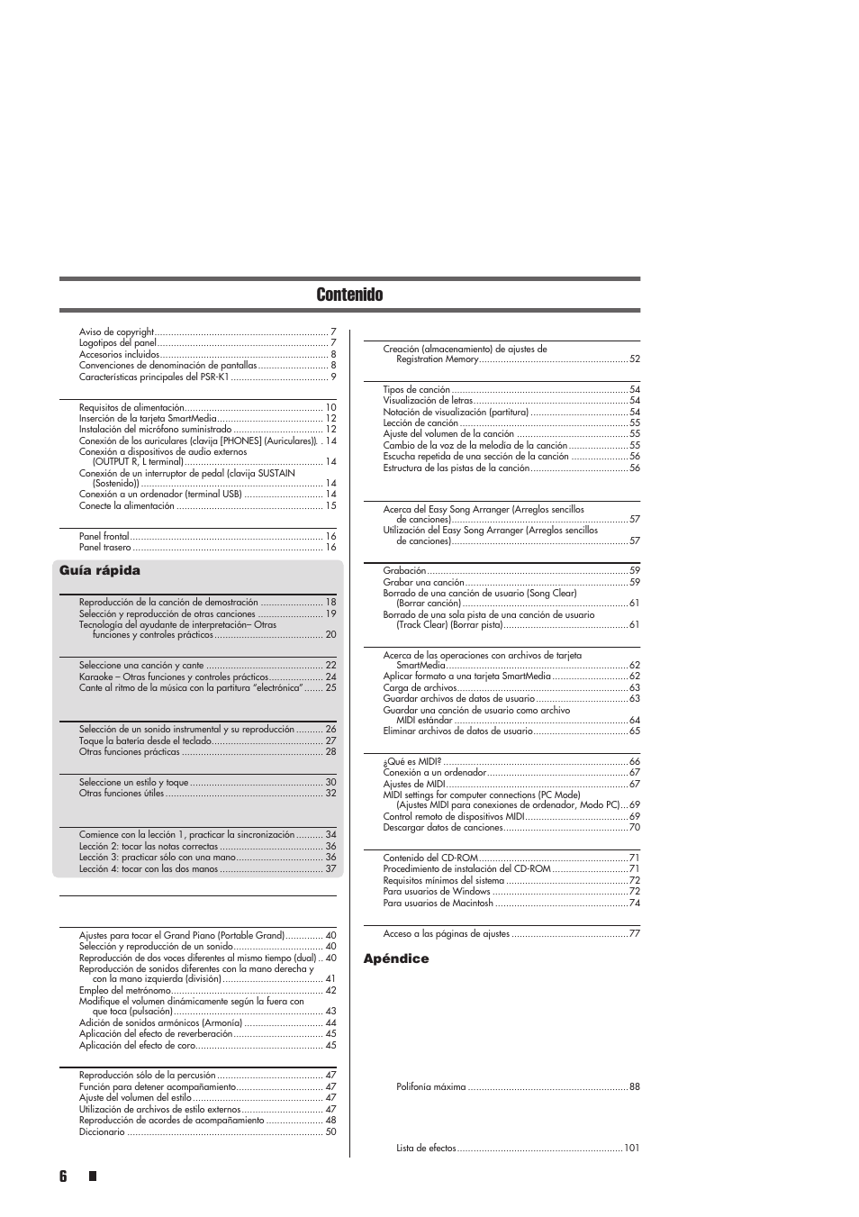 Yamaha Portable Entertainment Station PSR-K1 User Manual | Page 6 / 104