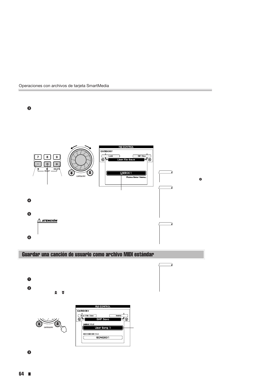 Guardar una canción de usuario como archivo, Midi estándar | Yamaha Portable Entertainment Station PSR-K1 User Manual | Page 64 / 104