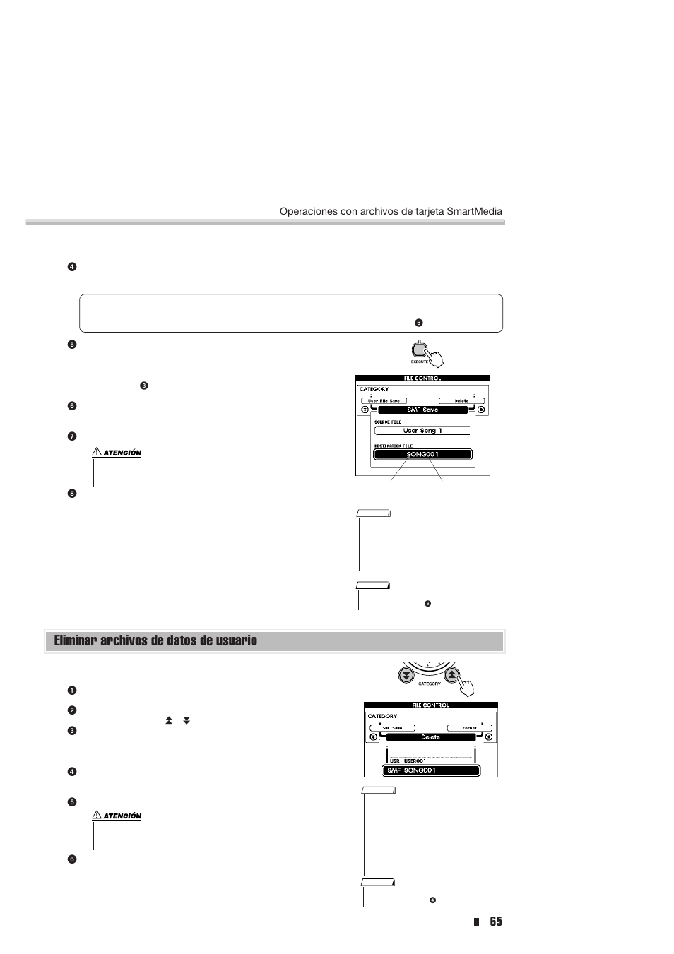 Eliminar archivos de datos de usuario | Yamaha Portable Entertainment Station PSR-K1 User Manual | Page 65 / 104