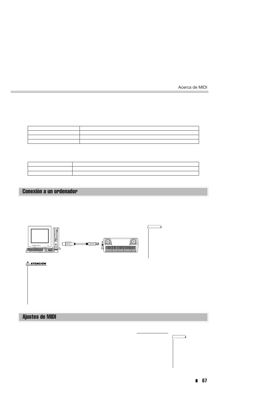 Conexión a un ordenador, Ajustes de midi, Conexión a un ordenador ajustes de midi | Local on/off (local activado/desactivado, local) | Yamaha Portable Entertainment Station PSR-K1 User Manual | Page 67 / 104