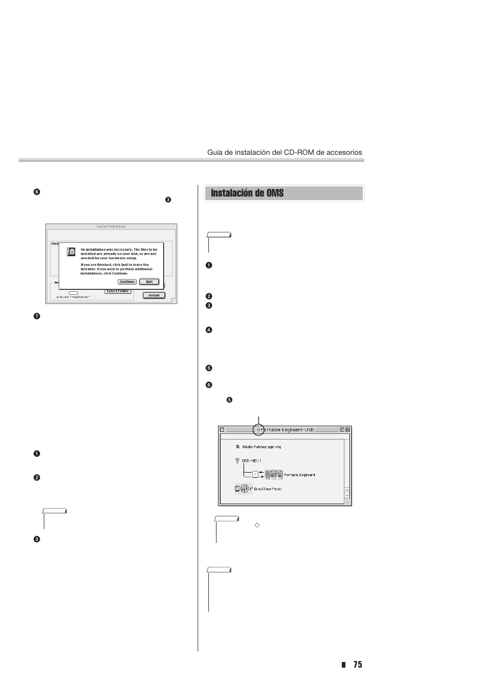 Instalación de oms, Instalación de song filer | Yamaha Portable Entertainment Station PSR-K1 User Manual | Page 75 / 104