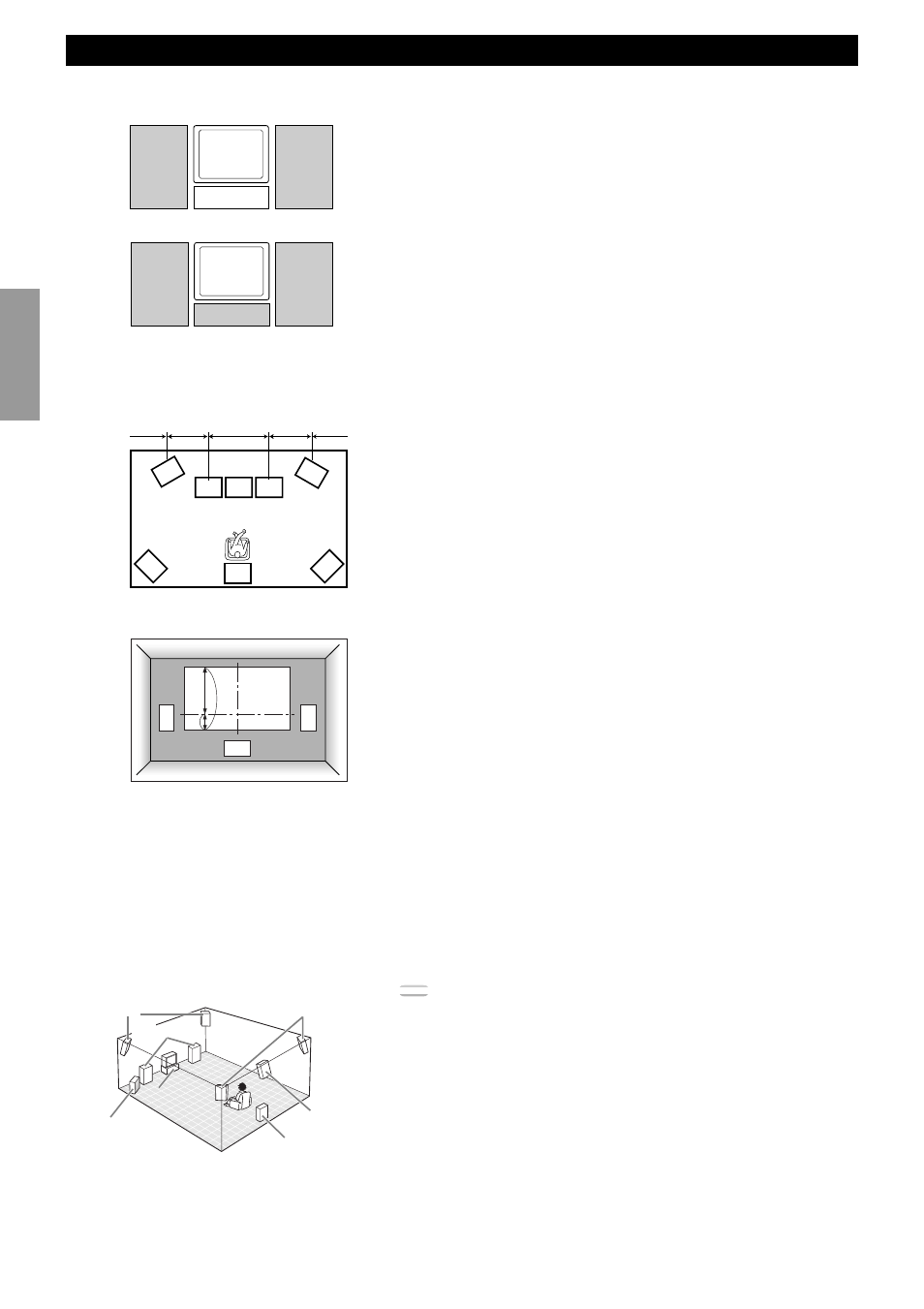 Speaker placement, Placing the main speakers, Placing the center speaker | When you use a projection screen, Placing the subwoofers | Yamaha DSP-AX1 User Manual | Page 16 / 88